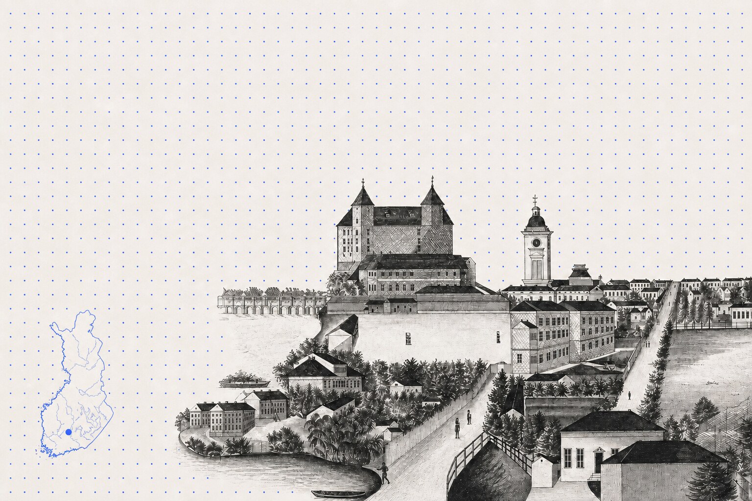 Editorial cover inspired by a historical map and Tavastehus fortress